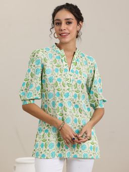 Libas - Off White Printed Cotton Straight Kurtis for Women