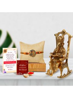 eCraftIndia - Designer Peacock Rakhi with Lord Ganesha Idol, Roli Chawal Pack, & Greeting Card