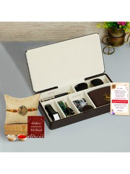 eCraftIndia - Designer Peacock Rakhi with Organizer Box, Roli Chawal Pack, & Greeting Card