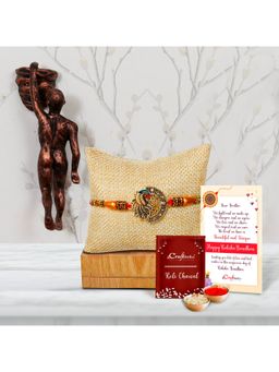 eCraftIndia - Designer Peacock Rakhi & Man Doing Mountain Climbing Decorative Wall Hanging Statue