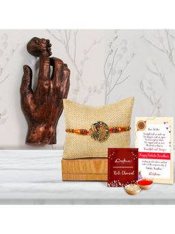 eCraftIndia - Peacock Rakhi with Baby Hand Holding Father's Finger Decorative Wall Hanging Figurine