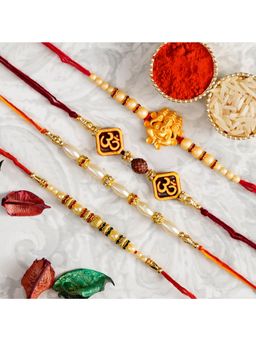 eCraftIndia - 4 Designer Rakhis & Roli Chawal Pack