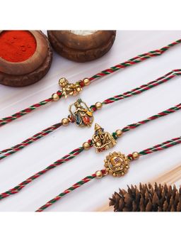 eCraftIndia - 4 Laddu Gopal, Krishna Playing Flute, Lord Ganesha, Shivling Designer Rakhis