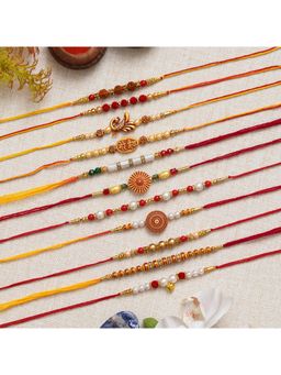 eCraftIndia - 11 Rudraksha, Peacock, Mere Bhaiya, Flower, Beads, Pearls Designer Rakhis