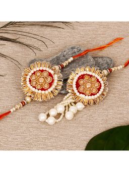 eCraftIndia - Designer Bhaiya Bhabhi Rakhi & Roli Chawal Pack, Raksha Bandhan Greeting Card