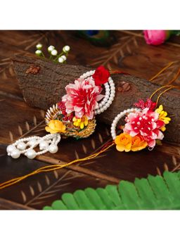 eCraftIndia - Floral Bhaiya Bhabhi Rakhi & Roli Chawal Pack, Raksha Bandhan Greeting Card