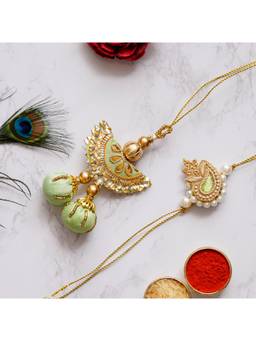 eCraftIndia - Designer Handcrafted Premium Bhaiya Bhabhi Rakhi & Roli Chawal Pack