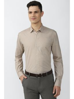 Peter England - Men Beige Full Sleeves Formal Shirt