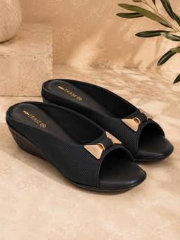 TRASE - Women Black Wedges Heels
