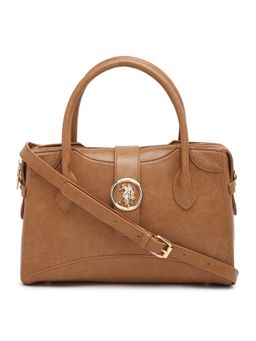 U.S. POLO ASSN. - Ami Solid Tan satchel Handbag with Dual Carry Option