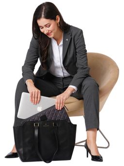 Perquisite - Black Tote Bag with Detachable Strap and Laptop Sleeve (Set of 2)