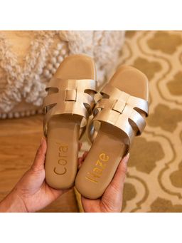 Coral Haze - Mira Gold Sandals