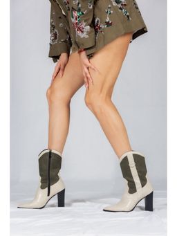 MyMy Footwear - Chic Green and Cream Boots