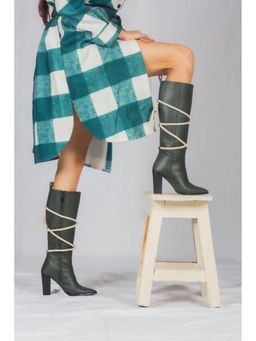 MyMy Footwear - Green Rope-Tied Elegance Boots