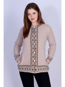 Montrex - Women's Woolen Brown Stylish Cardigan
