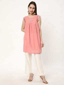 R&B - Embroidered Relaxed Pink Tunic