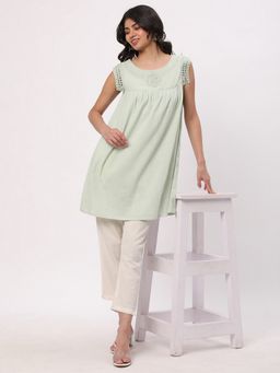 R&B - Embroidered Relaxed Green Tunic
