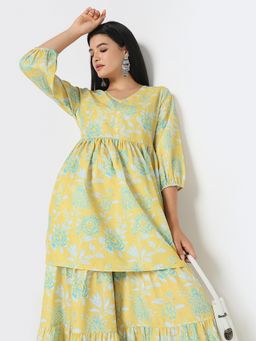 R&B - Printed Regular Mustard Tunic