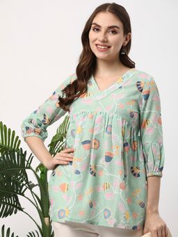 R&B - Printed Relaxed Green Tunic