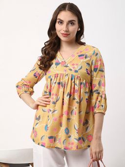 R&B - Printed Relaxed Mustard Tunic