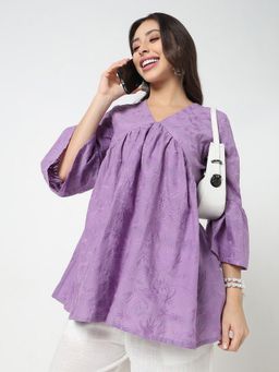 R&B - Self Design Relaxed Lavender Tunic