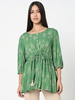 R&B - Printed Relaxed Green Tunic