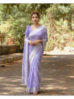 AMRUTKALA SAREES - Purple Designer Banarasi Silk Kanjivaram Saree with Unstitched Blouse