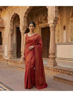 AMRUTKALA SAREES - Red Designer Banarasi Silk Kanjivaram Saree with Unstitched Blouse
