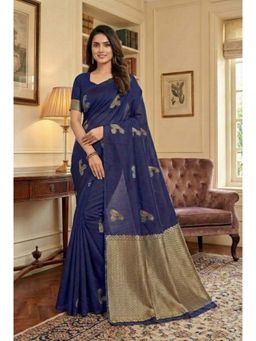 AMRUTKALA SAREES - Blue Designer Banarasi Silk Kanjivaram Saree with Unstitched Blouse