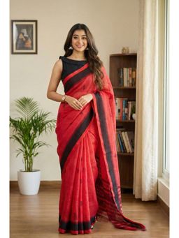 AMRUTKALA SAREES - Red Designer Banarasi Silk Kanjivaram Saree with Unstitched Blouse
