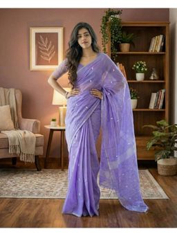 AMRUTKALA SAREES - Purple Designer Banarasi Silk Kanjivaram Saree with Unstitched Blouse