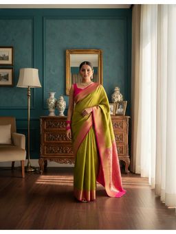 AMRUTKALA SAREES - Green Designer Banarasi Silk Kanjivaram Saree with Unstitched Blouse