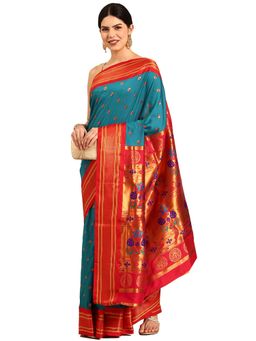 VARKALA SILK SAREES - Rama Maharani Paithani Saree with Unstitched Blouse