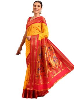 VARKALA SILK SAREES - Haldi Maharani Paithani Saree with Unstitched Blouse