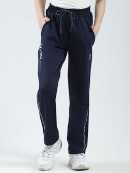 Monte Carlo - Boys Navy Blue Printed Straight Fit Trackpant