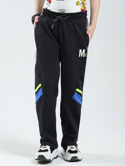 Monte Carlo - Boys Black Printed Straight Fit Trackpant