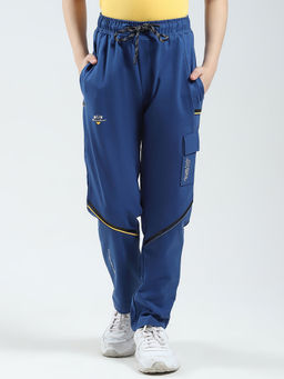 Monte Carlo - Boys Printed Blue Straight Fit Trackpant