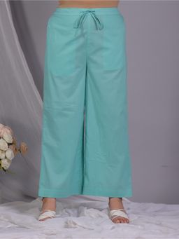 ARAMYA - Women Mint Green Soft Cotton Palazzo