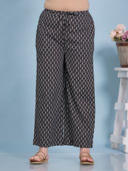 ARAMYA - Women Black Kantha Cotton Palazzo