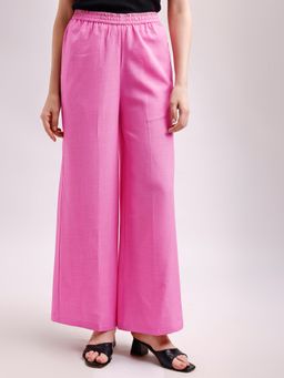 PURVAJA - Women Casual Pink High Waist Pant