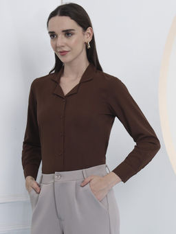 FITHUB - Brown Full Sleeves Opaque Formal Shirt