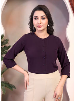 FITHUB - Wine Round-Neck Formal Top