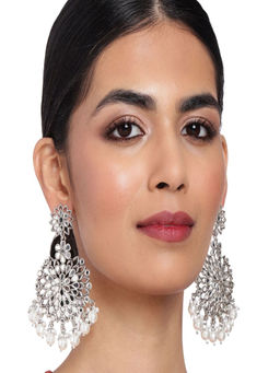 Accessher - Women Silver Plated Tone Pearl Handcrafted Earrings For Women & Girls - White