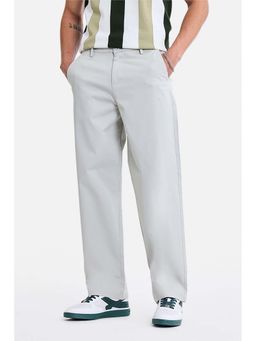 Snitch - Cream Solid Relaxed Casual Chinos