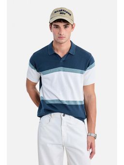 Snitch - Navy Blue Colorblock Half Sleeves Regular Casual Polo T-Shirt