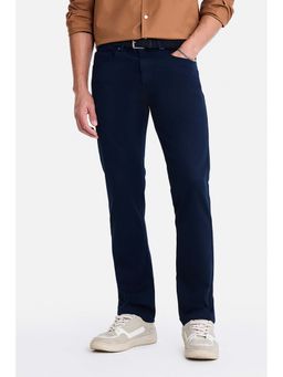 Snitch - Navy Blue Solid Regular Casual Chinos