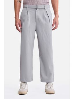 Snitch - Grey Corduroy Relaxed Casual Trouser With Belt