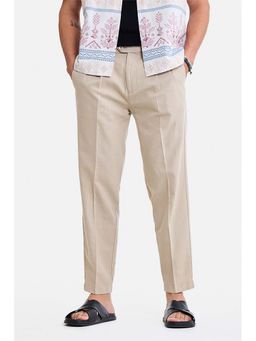 Snitch - Light Khaki Solid Regular Casual Trouser