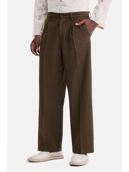 Snitch - Brown Solid Relaxed Casual Trouser