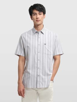 Arrow Sports - Men's Sage and Sun Vertical Striped Grey Shirt